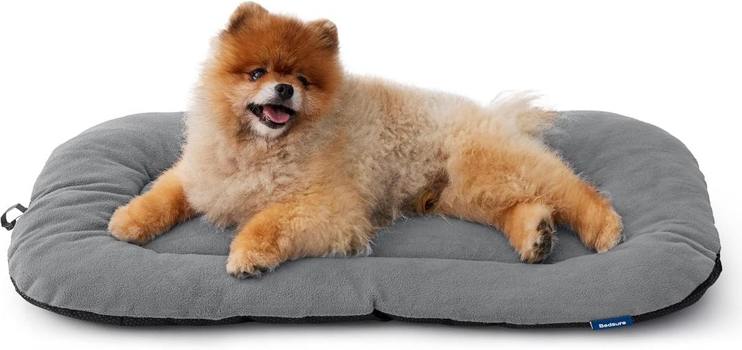 Bedsure Washable Dog Crate Pad for Small Dogs, Anti-Slip Puppy Kennel Dog Bed for Crate - Ultra Soft Fleece Flat Thin Pet Mat (Not Chew Proof), Light Grey 23"x17" Gray