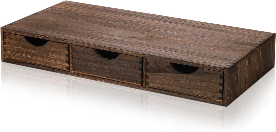 Suzile Wooden Coffee Pod Storage Drawer Cabinet Vintage Tea Organizer Holder with Drawers Coffee Cup & Accessory Storage for Home Office Brewers(3 Drawer)