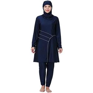 Plus Size Muslim Swimsuits for Women Rash Guard Swimwear Top Pants with Hijab/Cap, 3XL