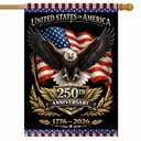 Welcome 4th of July Patriotic Highland Cow House Flag 28x40 Inch Double Sided for Outside, Independence Day Memorial Day Outdoor Decoration