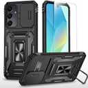 SunStory Phone Case Compatible with Samsung Galaxy A16 5G Case with HD Screen Protector & Slide Camera Cover & Rotated Ring Kickstand, [Shockproof] Dual Layers Phone Case for Samsung A16 (Z_Black)