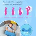 QUEEN ROSE Pregnancy Pillow, E Shaped Body Pillows for Sleeping Support, 60 Inch Maternity Pillow for Pregnant Women with Cooling Silky Cover, Grey