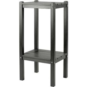 Bar Height Outdoor Side Table with Shelf - All-Weather HDPE End Table with Realistic Wood Grain, 36" Height for Patio & Deck (Gray), Square-36in