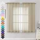 OVZME Taupe Sheer Curtains 63 Inches Long 2 Panels - Soft Light Filtering Window Sheer Panels for Living Room/Bedroom, Top Dual Rod Pocket, 1 Pair, Each 42Wx63L Inches 2 Pack