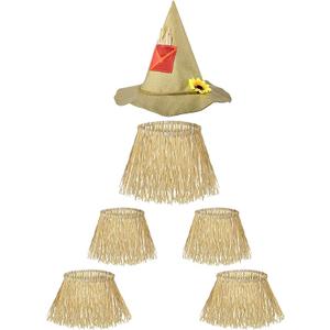 SATINIOR 3 Pcs Scarecrow Costume Set Wizard Scarecrow Costume with Hat for Adults Halloween Dress up Accessories