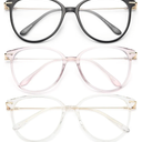 Gaoye Blue Light Blocking Glasses Women/Men, Fashion Cat Eye Fake Eyeglasses UV Ray Filter Computer Gaming Glasses (3 Pack, Black+Pink+Transparent)