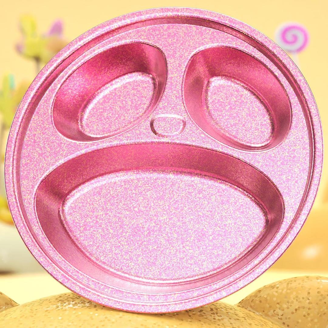 Titanium Kids Plates, Beyond Food-Grade Toddler Plates Naturally Hygienic Baby Plates Balanced Nutrition Smart Divided Portion Control Plate Non - Toxic Appetite Colors Dishwasher Safe