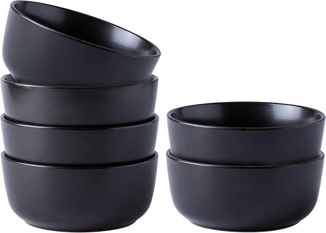 AmorArc Stoneware Cereal Bowls Set of 6, 26oz Soup Bowls Set for Cereal Soup Snacks, Modern Kitchen bowls for Meal, Dishwasher &Microwave Safe, Matte Black