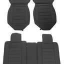 FREEMOTOR802 Compatible with 2007-2023 Jeep Wrangler JK JL 5-Seat Seat Covers, Full Set PU Leather Seat Cover Cushion Protectors Replacement (Front + Rear, Black)