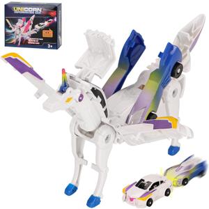 Car Toy transformable Unicorn, Sports car Collision Magic Unicorn, Children's transformable car Robot Suitable for Boys and Girls (Blue)