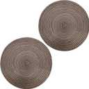 Round Braided Placemats Polyester Cotton 15-inch Round Table Mats for Kitchen Dining Table Non-Slip Table Mats (2, Brown)