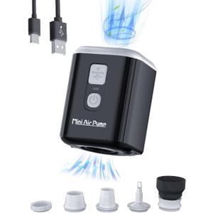 Portable Air Pump for Inflatables: Mini Air Pump with 1600mAh Battery & Camping Light - Rechargeable Electric Pump for Vacuum Storage Bags, Air Mattress, Swimming Ring, Pool Floats