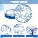 Kochorie Blue Floral Paper Placemats 100 Pack, Disposable Scalloped Table Mats, Blue Vintage Flower Paper Place Mat, 13.5 x 13.5 Inch for Weddings Bridal Showers Party Décor