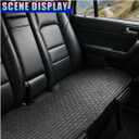 Car Rear Seat Cover, Comfortable Linen Automotive Seat Pad with Storage Pocket, Anti-Slip Breathable Vehicle Seats Protection Mat, Universal Car Bench Seats Pad for SUV, Truck (Black-L)