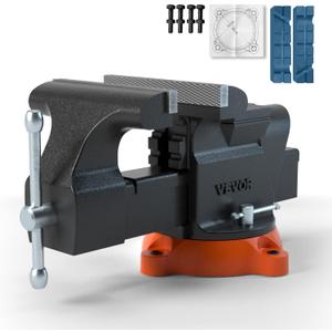 VEVOR Bench Vise, 6-inch Jaw Width 5.9-inch Jaw Opening, 360-Degree Swivel Locking Base Multipurpose Vise w/Anvil, Heavy Duty Ductile Iron Workbench Vise w/Bolts & Nuts, for Drilling, Pipe Cutting