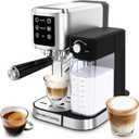 Espresso Machine 20 Bar Touchscreen Espresso Maker with Automatic Milk Frother for Cappuccino Latte,Stainless Steel Coffee Machine with Independent Frothing and Dual Heating System,Easy to Clean