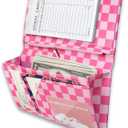 Cute Server Book for Waitress with Zipper & Magnetic Pockets  Retro Checkerboard Guest Check Holder Organizer for Restaurant Waitstaff (Hot Pink, Large)