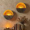 NativeSkins Eclipse Metal Wall Candle Sconces Set of Two Wall Candle Holders - Set of 2 Handcrafted Decorative Tea Light Sconce for Living Room Decor Gold Tea Holder