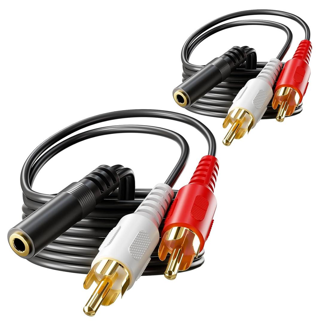 VCE 3.5mm Female to 2 RCA Splitter Male Stereo Audio Y Cable 2-Pack, Gold Plated Adapter Compatible for TV,Smartphones, MP3, Tablets, Speakers,Home Theater (39 inch)