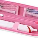 Toothbrush Travel Case for Oral-B Pro 1000, 2000, 3000, 3500 Sonicare 4100, Hard Shell Portable Carrying Electric Toothbrush Protection Case (WHITE-PINK)