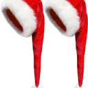 Dolkoic Long Plush Santa Hat Christmas Hat for Adults Unisex Xmas Halloween Costume Parties