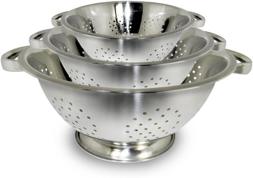 ExcelSteel Colander set, Stainless steel, Colanders , 3 Count ( Pack of 1) (1 QT/2.5 QT/4 QT)