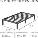 FSCHOS Twin Metal Platform Bed Frame - 12 Inch, No Box Spring Needed, Heavy Duty, Easy Assembly, Noise Free, Black