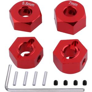 Hobbypark Aluminum 12mm Hex Wheel Hubs for Traxxas 1/10 2WD Slash, Rustler, Stampede,Hop-ups Replacement of Part 1654 3654 (4pcs) (Red)