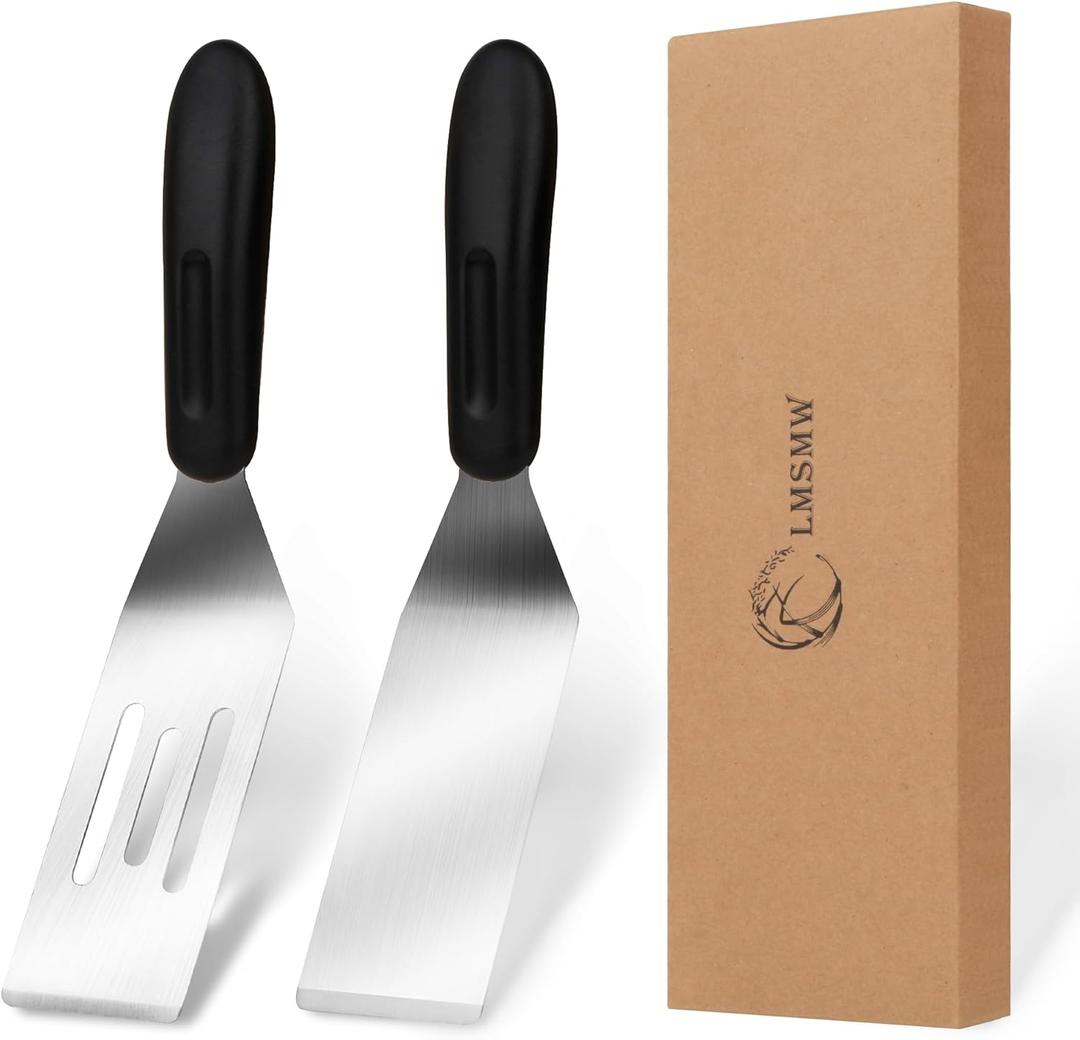 Small Metal Spatula for Kitchen Use, Mini Serving Turning Flipping Spatulas Set, 2 Pieces Stainless Steel Spatula for Cake Brownies Cookies Pie Pancakes Eggs, Cut Serve Turner for Cooking Baking