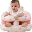 AGITVPS Upgrade Inflatable Baby Seat with Tray for Babies 3-36 Months, Built-in Air Pump Bumbo Seat with Tray, Baby Chair Sit Me up Floor Seat for Baby, Learning to Sit&Feeding (Surround-Love Bunny)
