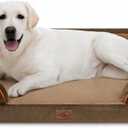 Comfort Expression Orthopedic Dog Bed for Extra Large Dogs 45x35 Inch, Waterproof Supportive Egg Crate Foam XL Pet Bed with Removable Bolsters, Dog Couch with Washable Cover & Non-Slip Bottom, Brown