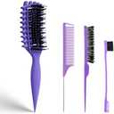 Evercomb Curl Defining Brush for Curly Hair - Detangling & Styling with Lightweight Ergonomic Nylon Bristles, Enhance Curls, Reduce Frizz/Breakage for Women (4PcsPurple) Pack of 3