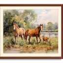 Art Shoppe Framed Print Wall Art, Vintage Wall Dcor for Living Room, Bedroom, Office, High-Resolution Image on Premium Art Paper, 3/4" Frame with Plexiglass Front, Ready to Hang, 17"x21" (Brown Foals)