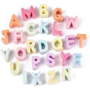 DanLingJewelry 200Pcs Glow in The Dark Acrylic Letter Beads Luminous UV Plating Alphabet Large Beads for DIY Jewelry Crafts