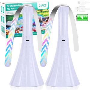 Fly Fans for Tables Rechargeable, Fly Repellent Fans to Keep Flies Away by Soft Blades, Food Fans for Camping, Picnic, Fishing, Fly Repellent Outdoor Patio,2PCS, White
