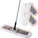 CLEANHOME 24" Commercial Dust Mop for Floor Cleaning, Heavy Duty Sweeper Broom with 2 Microfiber Mop Pads, Wet and Dry Duster Sweeper Broom for Marble, Laminate, Hardwood Floor Cleaning ,Grey