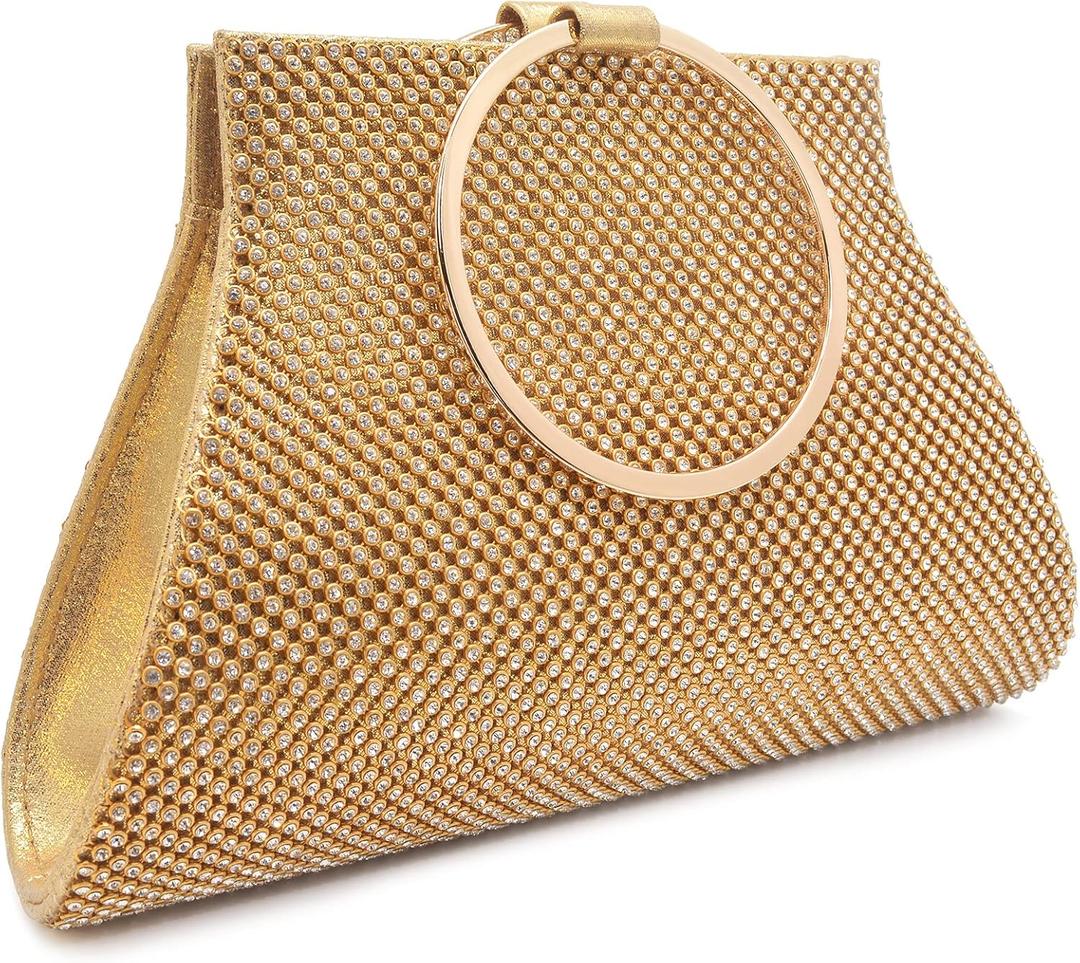 MOSSMON Crystal Clutch Purses Bride and Bridesmaid Handbag Elegant Wristlet Evening Bag for Women | Crystal, Bride and Bridesmaid, Elegant (Gold)