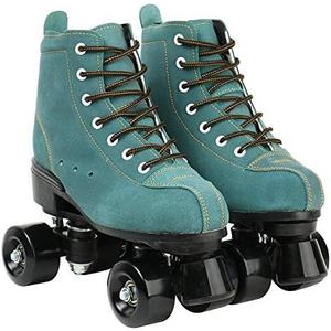 XUDREZ Cowhide Roller Skates for Women and Men High-Top Shoes Double-Row Design,Adjustable Classic Premium Roller Skates, size 38