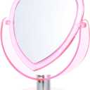 Double Sided Makeup Mirror Hear-Shaped Table Mirror Desktop Cosmetic Vanity Heart Shaped Makeup Vintage Makeup Dresser Rotatable