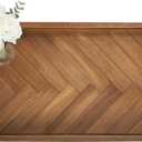 Extra Large Ottoman Tray Rectangle, 32.5"x18.5" Wooden Ottoman Trays with Leather Handles, Rustic Decorative Storage Tray for Ottoman