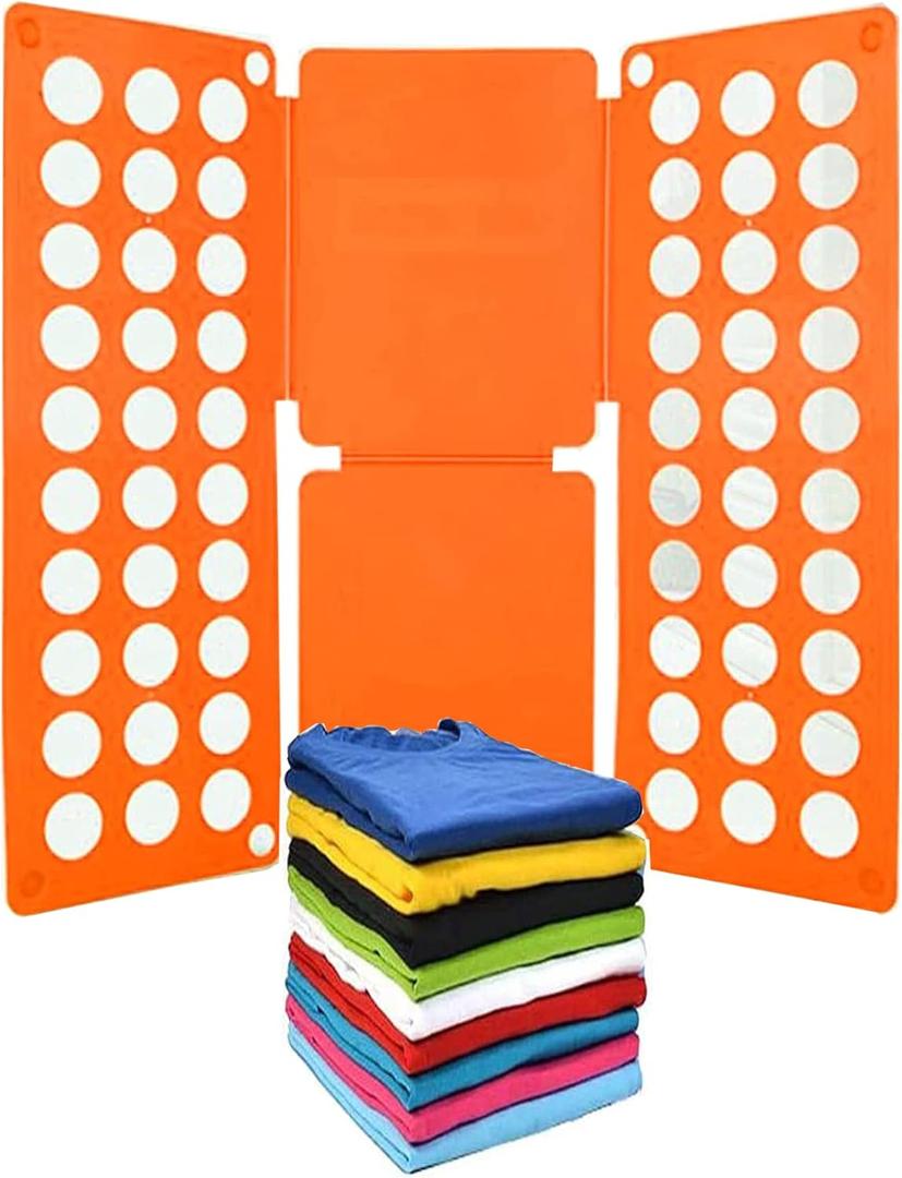 Shirt Folding Board, T Shirt Folder Board Clothes Folding Laundry Organizer Dress Pants Towels Folder for Kids to Fold Clothes (Orange)