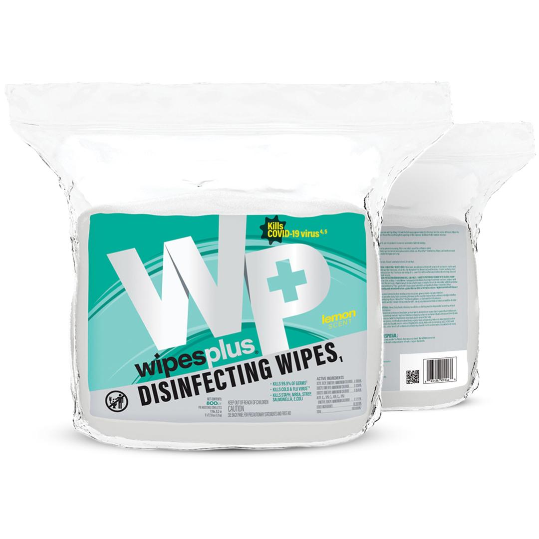 WIPESPLUS Disinfecting Surface Wipes Refill Bag Bleach Free with Lemon Scent for Home and Business, 800 Count