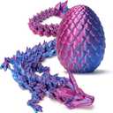 Zobetro 3D Printed Dragon Easter Basket Stuffers Surprise Egg,Articulated Crystal Dragon in Egg,Executive Dragon Fidget Desk Toys,Christmas Decorative Easter Egg Fillers Gifts for Boys Kids(Purple)