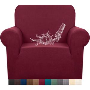 Granbest Premium Waterproof Sofa Cover High Stretch Couch Slipcover Super Soft Fabric Couch Cover (Wine Red, Chair) (Small)