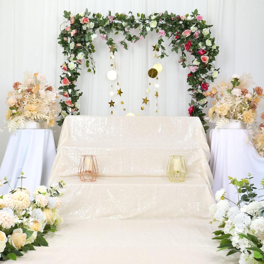 DUOBAO Aisle Runner for Wedding Ivory 15FTx4FT Sequins Indoor Outdoor Ceremonies Decor Carpet Runners Rugs Church Wedding Walkway Carpet (4FTx15FT)