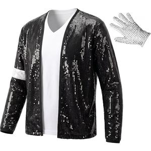Mens Sequin Jacket Dance Top Costume with Glove, 175