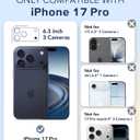 BERFY for iPhone 17 Pro Case for Women, Compatible with MagSafe, Clear Glitter Shockproof Protective Case, Anti-Yellowing, with Screen Protector & 3 Diamond Camera Lens Covers 6.3", Sparkle Blue