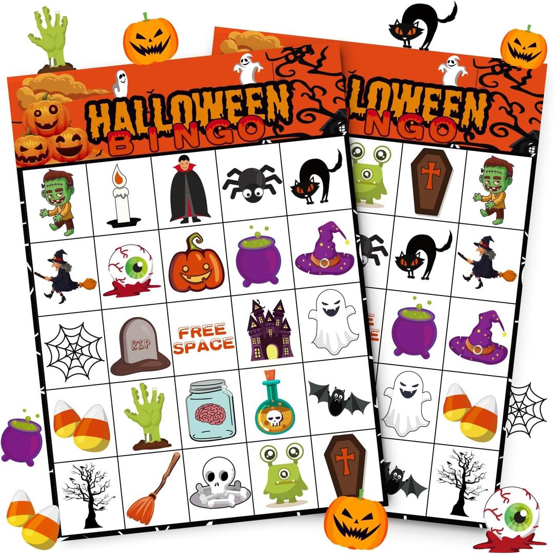 40 Players Halloween Bingo Game Cards for Adults, Hallowmas Goodie Bags Stuffers Gifts Holiday Activity Party Supplies Favors