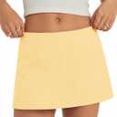 Micoson Mini Skirt with Shorts Micro Skorts for Woman Cute Cotton Linen Y2k Short Skirts Trendy Club Outfits Streetwear (Medium, Yellow)