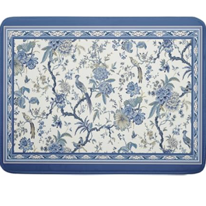 Chinoiserie Flowers Dish Drying Mat for Kitchen Counter, 18x24 Inch Vintage Blue Floral Birds Ultra Absorbent Reversible Dish Drainer Mats Plate Holder